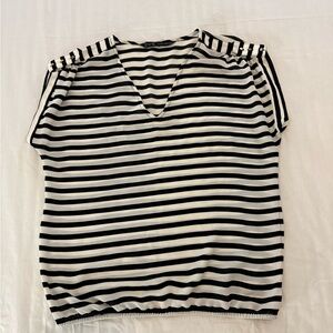 Zara Basic Black White Striped Blouse - Size M